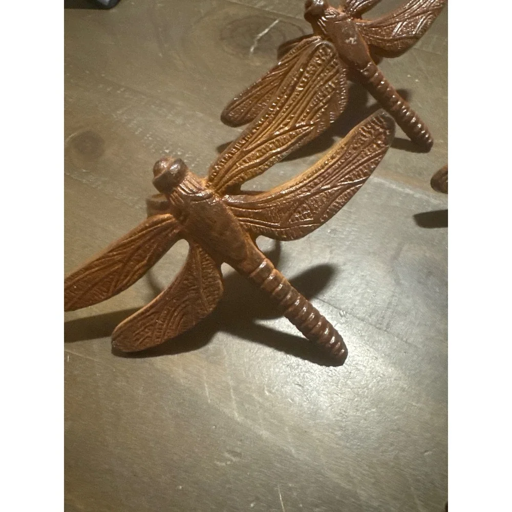 Pier 1 Dragonfly Napkin Rings Set of 4 Copper Bronze Metal Nature Rustic Decor